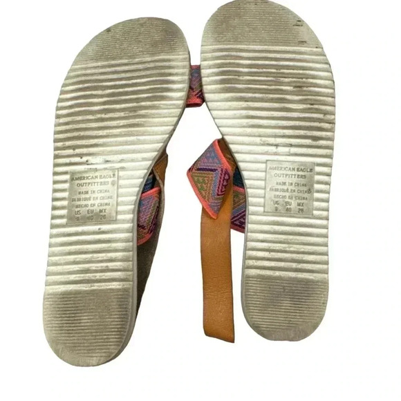 AMERICAN EAGLE OUTFITTERS Womens 9 Tribal Pink Two Strap Slingback Flat Sandals - Picture 4 of 6